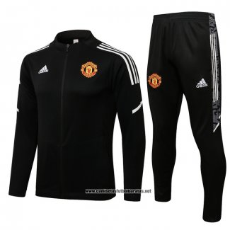 Chandal de Chaqueta del Manchester United 2021-2022 Negro y Blanco