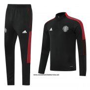 Chandal de Sudadera del Manchester United Nino 2021-2022 Negro