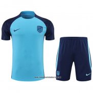 Chandal del Atletico Madrid 2022-2023 Manga Corta Azul - Pantalon Corto