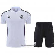 Chandal del Real Madrid 2022-2023 Manga Corta Blanco y Purpura - Pantalon Corto