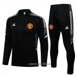 Chandal de Sudadera del Manchester United UCL Nino 2021-2022 Negro