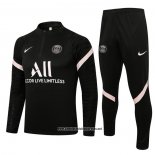 Chandal de Sudadera del Paris Saint-Germain 2021-2022 Negro y Rosa