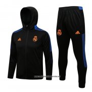 Chandal con Capucha del Real Madrid 2021-2022 Negro y Azul