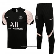 Chandal del Paris Saint-Germain 2021-2022 Manga Corta Negro y Rosa