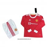 Primera Manchester United Camiseta Nino 2021-2022 Manga Larga