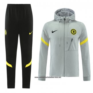 Chandal con Capucha del Chelsea 2021-2022 Gris