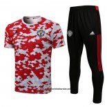 Chandal del Manchester United 2021-2022 Manga Corta Rojo y Blanco